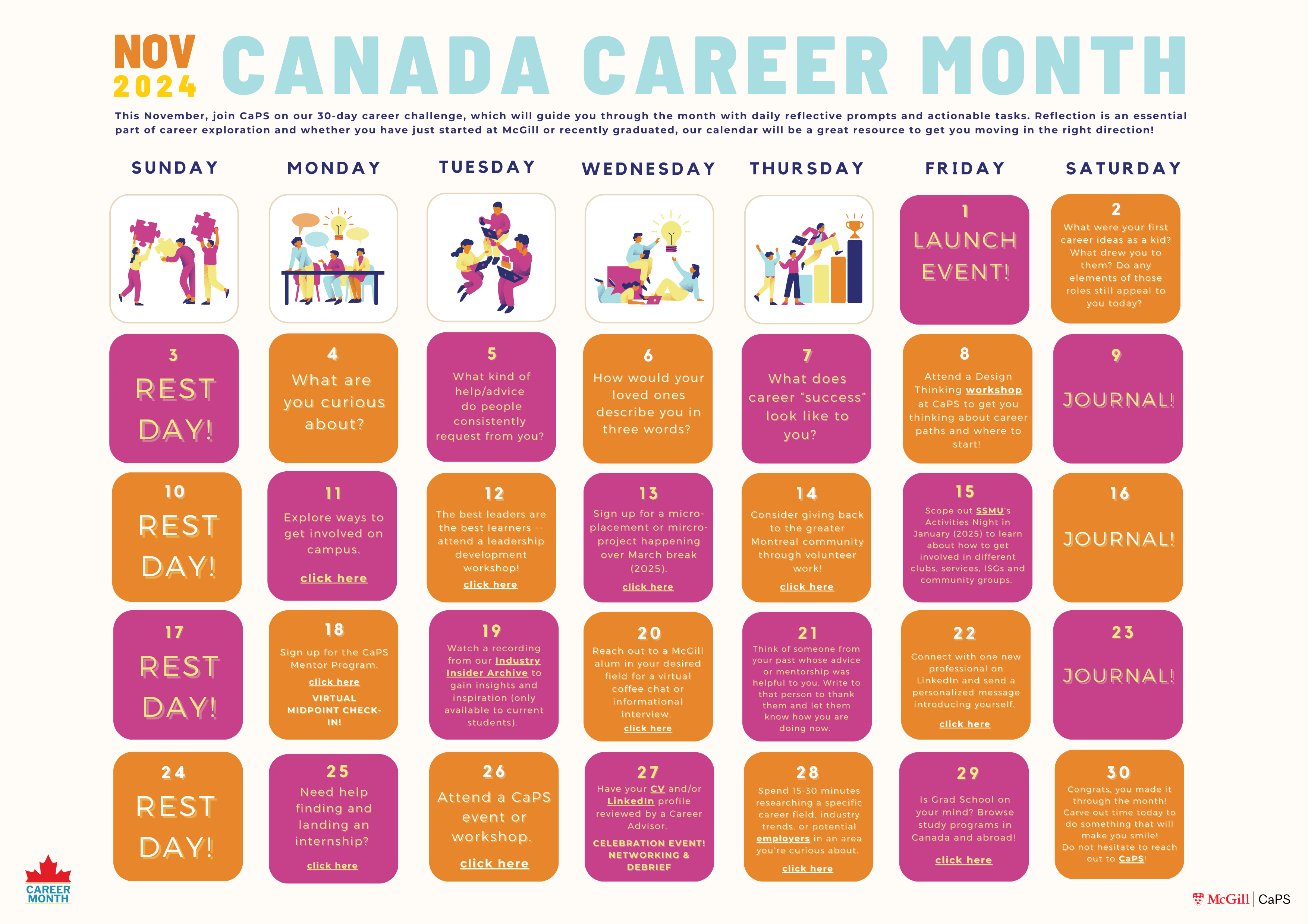 Canada Career Month Reflection Calendar (McGill University)